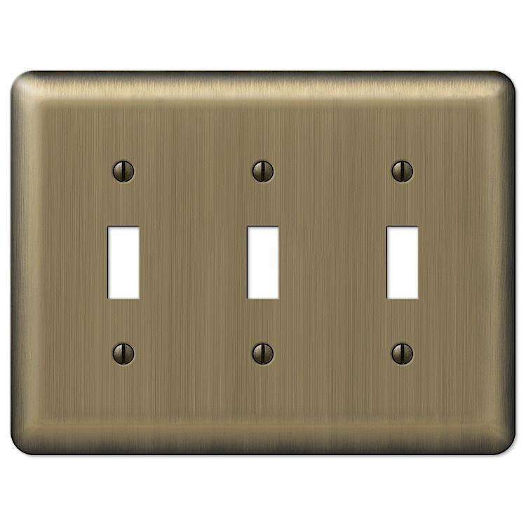 Devon Brushed Brass Triple Toggle - Wallplatesonline.com