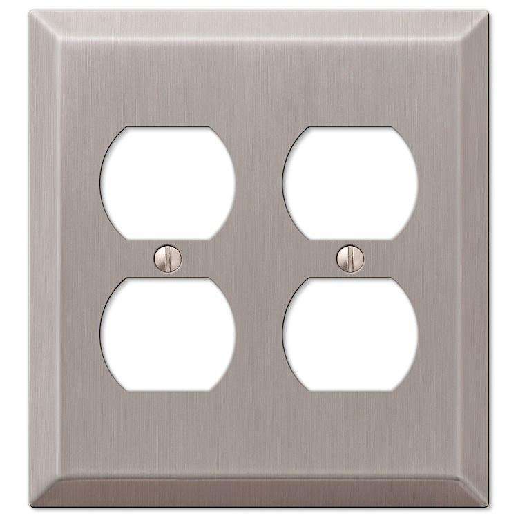 Century Brushed Nickel 2 Duplex Outlet - Wallplatesonline.com