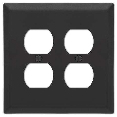 Century Matte Black 2 Duplex Outlet:Wallplatesonline.com