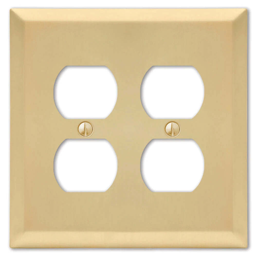 Century Satin Brass 2 Duplex Outlet