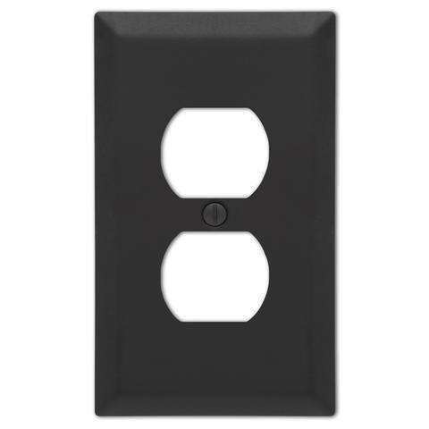 Century Matte Black 1 Duplex Outlet:Wallplatesonline.com