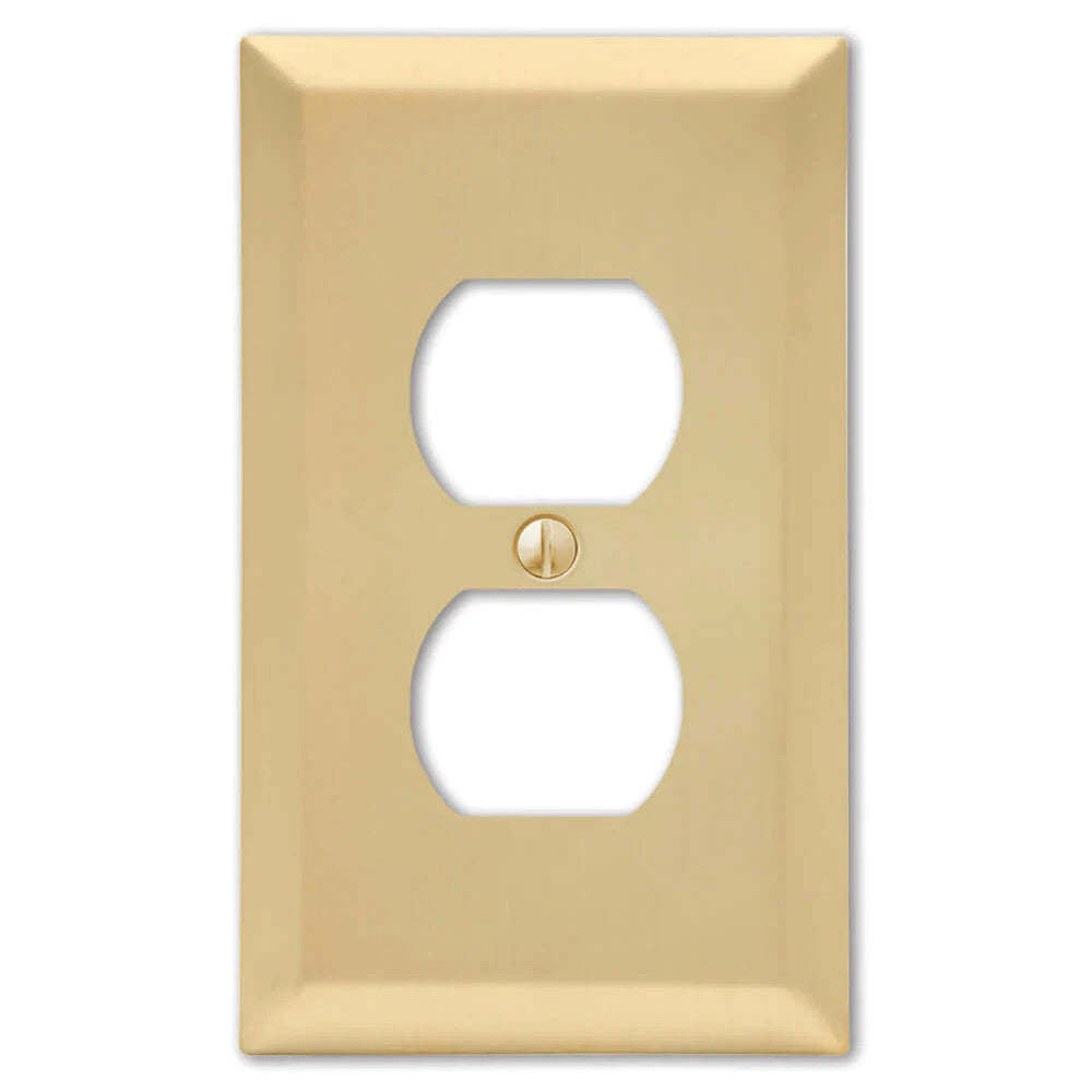 Century Satin Brass 1 Duplex Outlet:Wallplatesonline.com