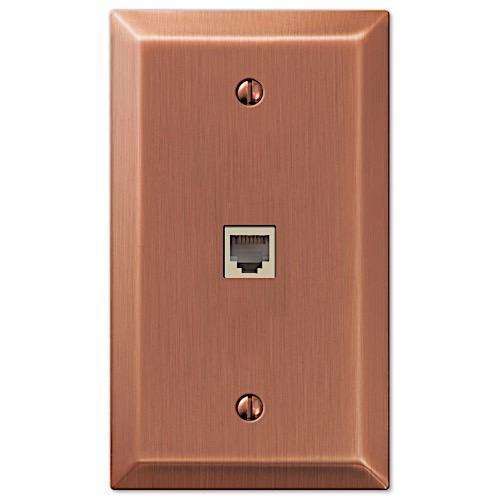 Century Antique Copper 1 Phone Jack with Hardware - Wallplatesonline.com