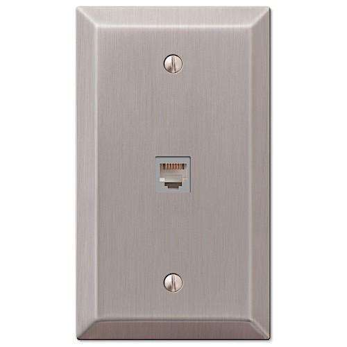 Century Brushed Nickel 1 Phone Jack with Hardware - Wallplatesonline.com