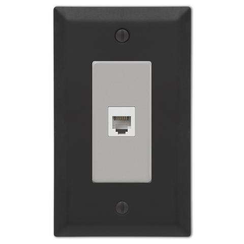 Century Matte Black 1 Phone Jack with Hardware:Wallplatesonline.com