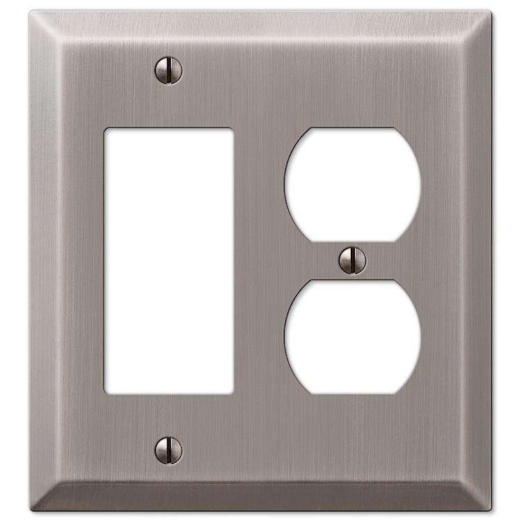 Century Antique Nickel Rocker (GFI) / Duplex Outlet - Wallplatesonline.com