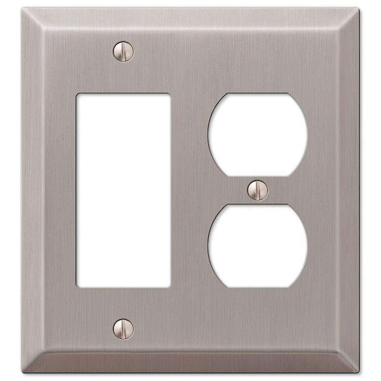 Century Brushed Nickel Rocker (GFI) / Duplex Outlet - Wallplatesonline.com