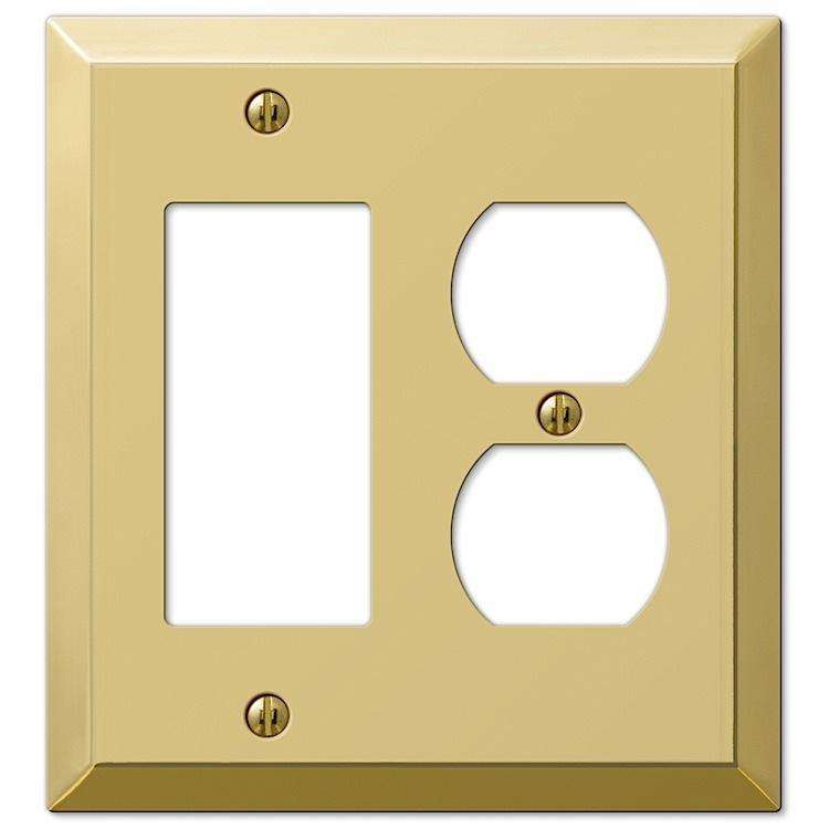 Century Polished Brass Rocker (GFI) / Duplex Outlet - Wallplatesonline.com