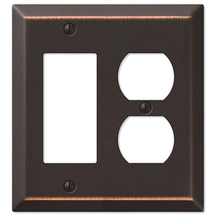 Century Aged Bronze Rocker (GFI) / Duplex Outlet - Wallplatesonline.com