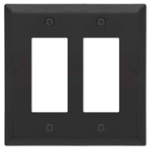 Century Matte Black 2 Rocker (GFI):Wallplatesonline.com