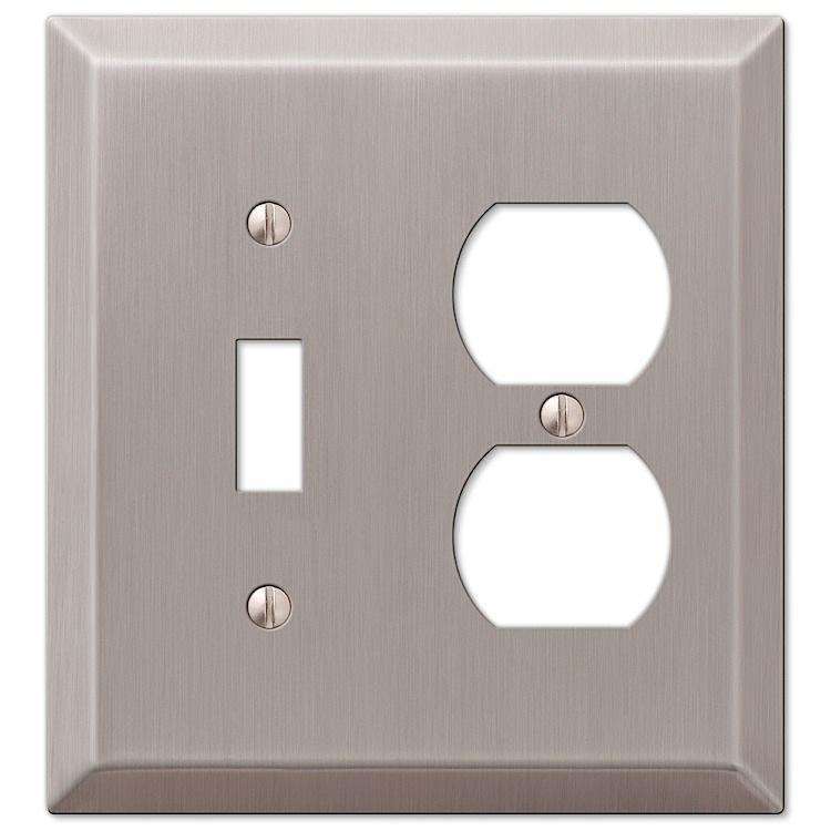 Century Brushed Nickel Toggle / Duplex Outlet