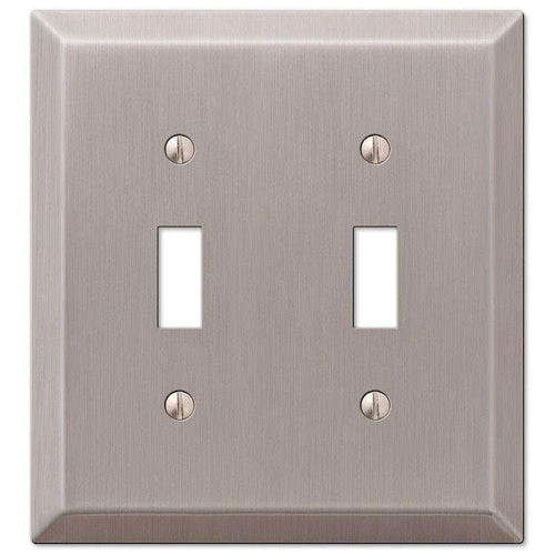 Century Brushed Nickel Double Toggle - Wallplatesonline.com