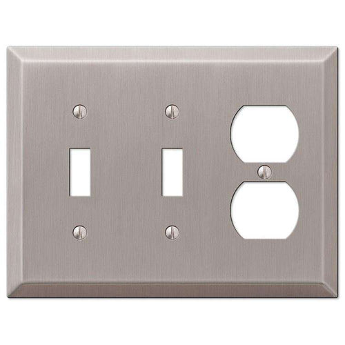 Century Brushed Nickel 2 Toggle / Duplex Outlet - Wallplatesonline.com
