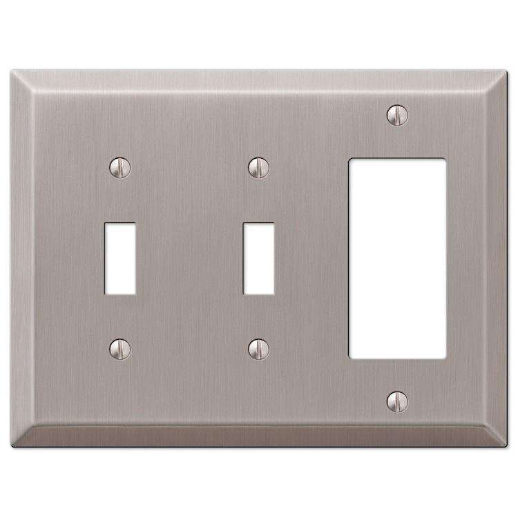 Century Brushed Nickel 2 Toggle / 1 Rocker (GFI)