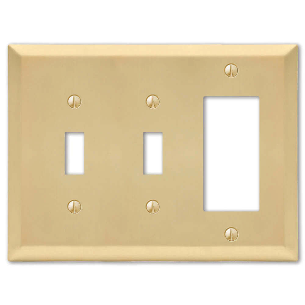 Century Satin Brass 2 Toggle / 1 Rocker (GFI):Wallplatesonline.com