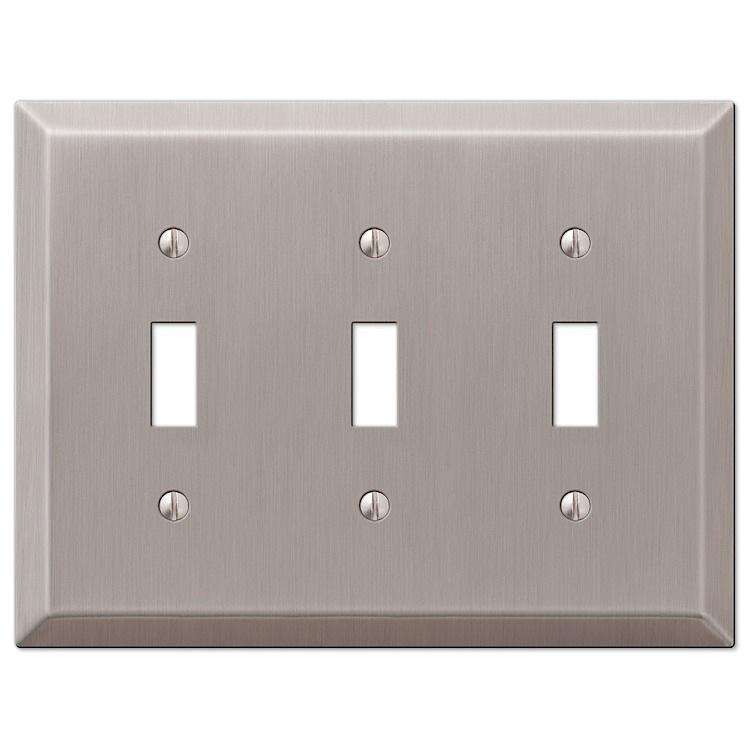 Century Brushed Nickel Triple Toggle - Wallplatesonline.com