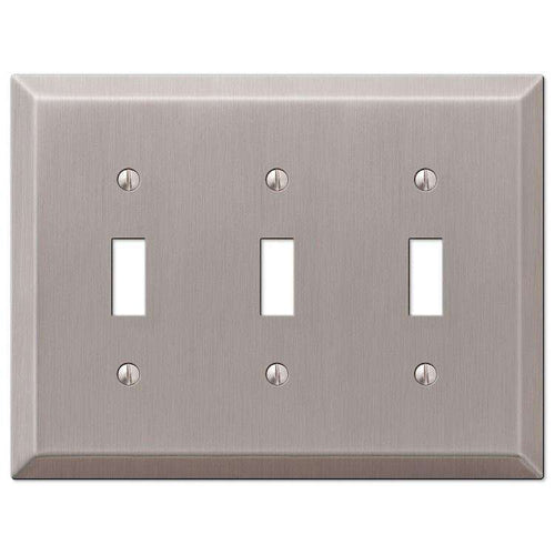 Century Brushed Nickel Triple Toggle - Wallplatesonline.com