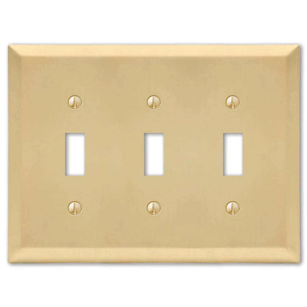 Century Satin Brass Triple Toggle:Wallplatesonline.com