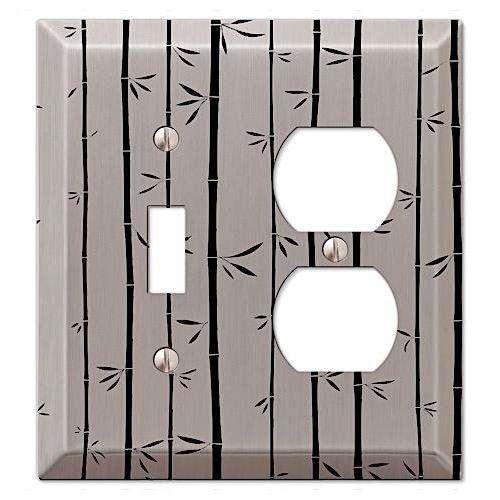 Bamboo Brushed Nickel Toggle / Duplex Outlet:Wallplatesonline.com