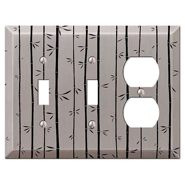 Bamboo Brushed Nickel 2 Toggle / Duplex Outlet:Wallplatesonline.com