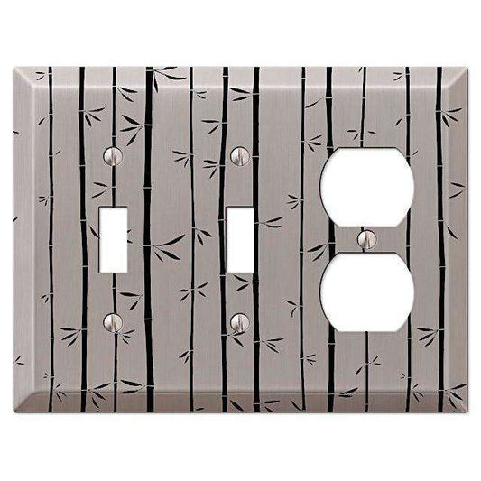 Bamboo Brushed Nickel 2 Toggle / Duplex Outlet:Wallplatesonline.com