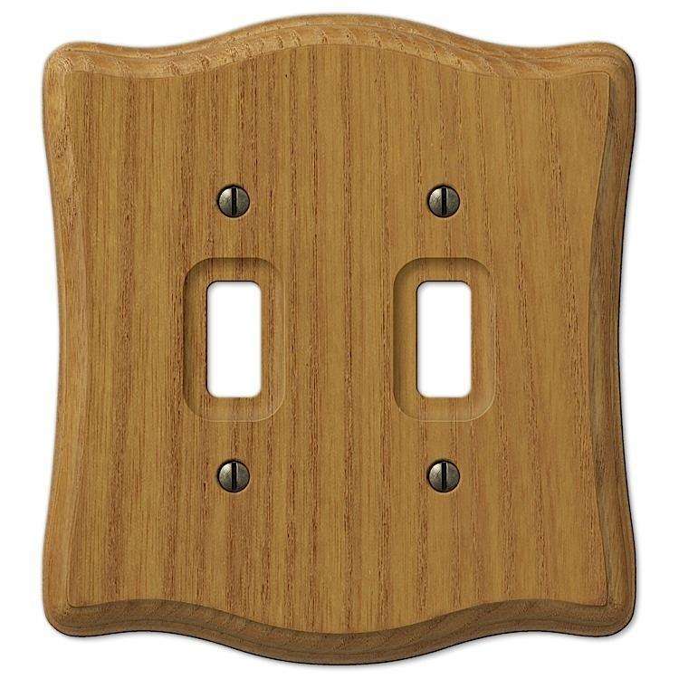 Austin Medium Oak Double Toggle - Wallplatesonline.com