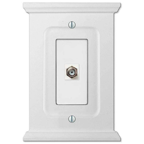 Discontinued Mantel White Wood 1 Cable TV with Hardware - Wallplatesonline.com