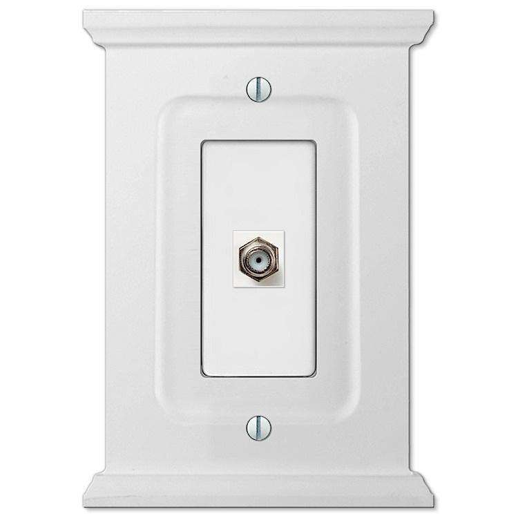 Mantel White Wood 1 Cable TV with Hardware - Wallplatesonline.com