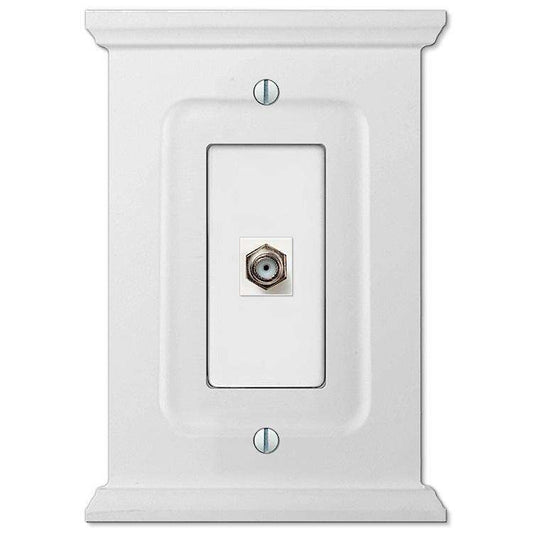 Mantel White Wood 1 Cable TV with Hardware - Wallplatesonline.com