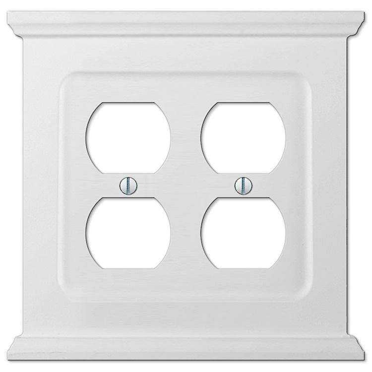 Discontinued Mantel White Wood 2 Duplex Outlet - Wallplatesonline.com