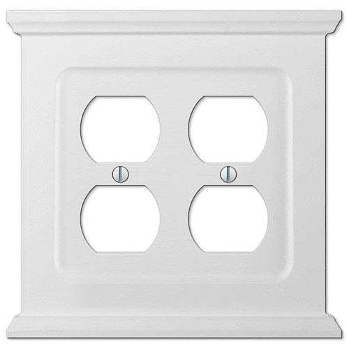 Discontinued Mantel White Wood 2 Duplex Outlet - Wallplatesonline.com