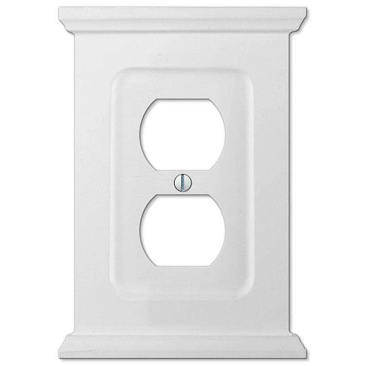Discontinued Mantel White Wood 1 Duplex Outlet - Wallplatesonline.com