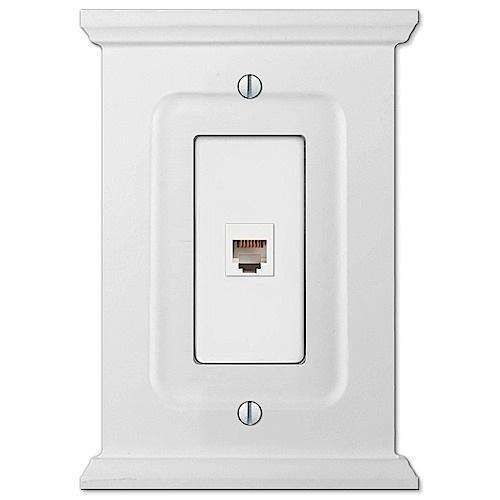 Discontinued Mantel White Wood 1 Phone Jack with Hardware - Wallplatesonline.com