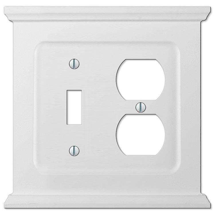 Discontinued Mantel White Wood Toggle / Duplex Outlet - Wallplatesonline.com