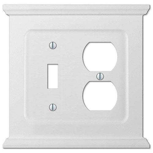 Discontinued Mantel White Wood Toggle / Duplex Outlet - Wallplatesonline.com
