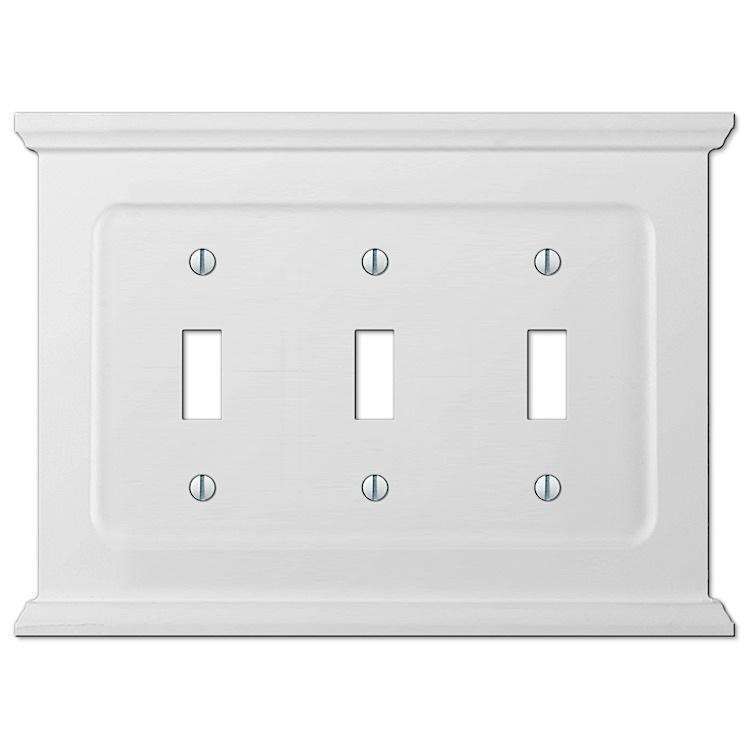 Discontinued Mantel White Wood Triple Toggle - Wallplatesonline.com