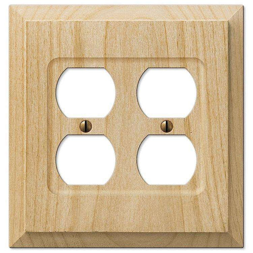 Unfinished Baker Wood 2 Duplex Outlet:Wallplatesonline.com