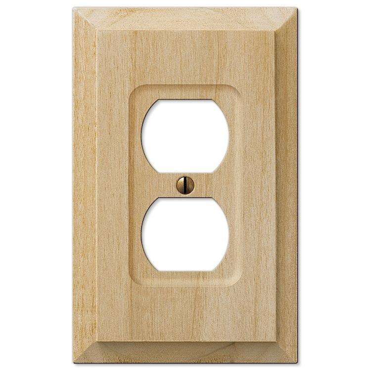 Unfinished Baker Wood 1 Duplex Outlet:Wallplatesonline.com