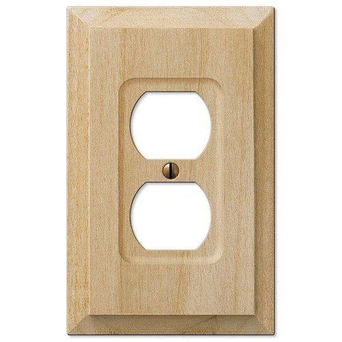 Unfinished Baker Wood 1 Duplex Outlet:Wallplatesonline.com