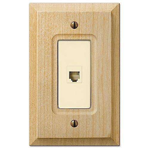 Unfinished Baker Wood 1 Phone Jack with Hardware:Wallplatesonline.com