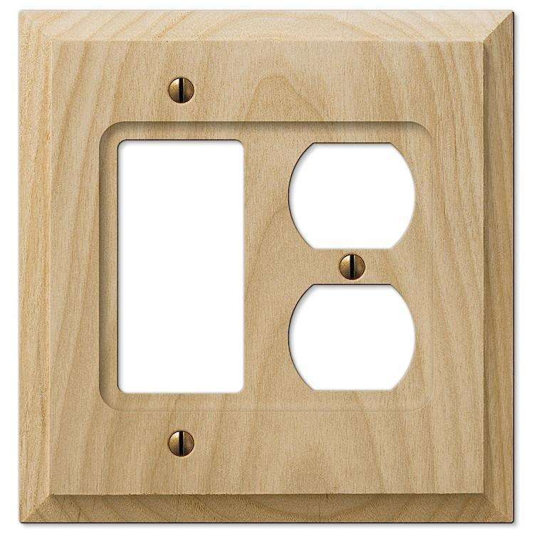 Unfinished Baker Wood Rocker (GFI) / Duplex Outlet