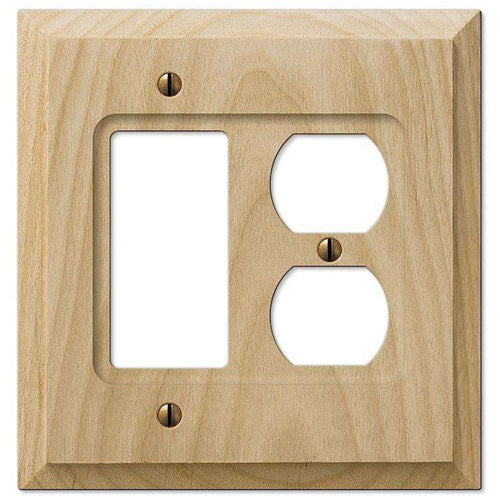 Unfinished Baker Wood Rocker (GFI) / Duplex Outlet:Wallplatesonline.com