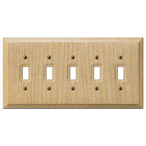 Unfinished Baker Wood 5 Toggle:Wallplatesonline.com