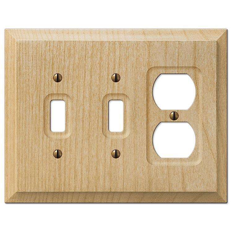 Unfinished Baker Wood 2 Toggle / Duplex Outlet