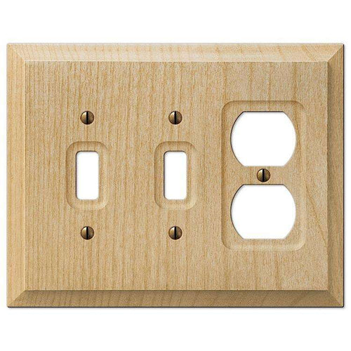 Unfinished Baker Wood 2 Toggle / Duplex Outlet:Wallplatesonline.com