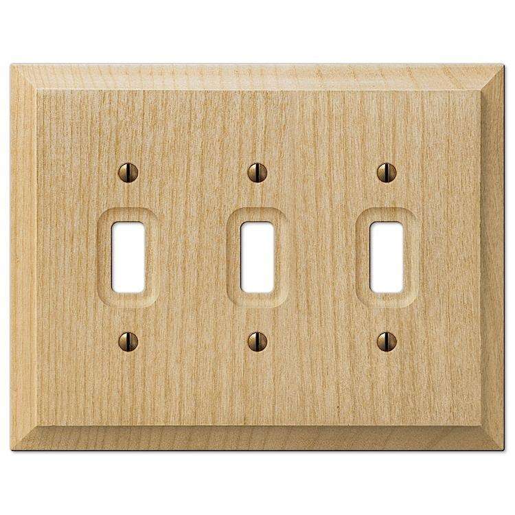 Unfinished Baker Wood Triple Toggle:Wallplatesonline.com