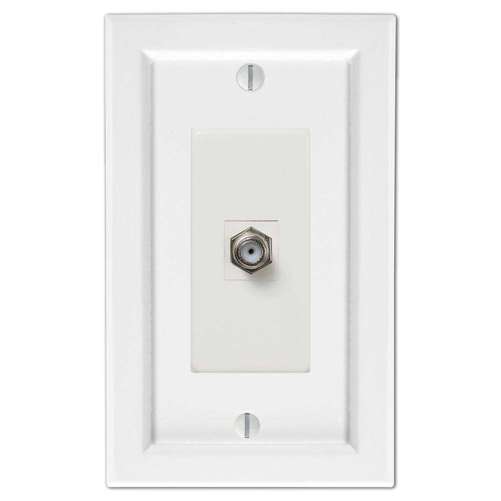 Shaker White Wood Cable Wallplate