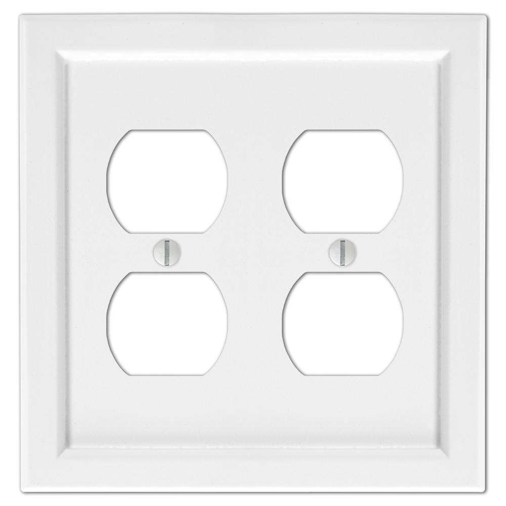 Shaker White Wood 2 Duplex Outlet Wallplate
