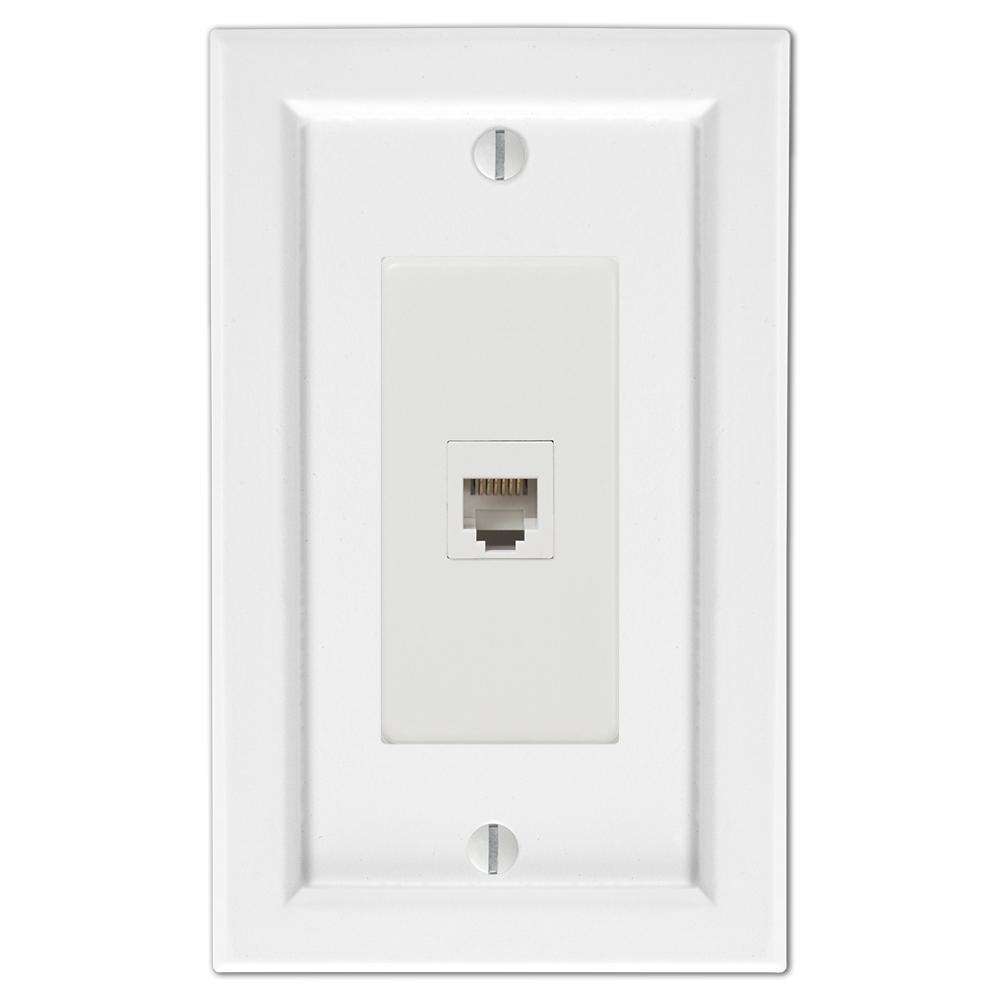 Shaker White Wood Phone Wallplate:Wallplatesonline.com