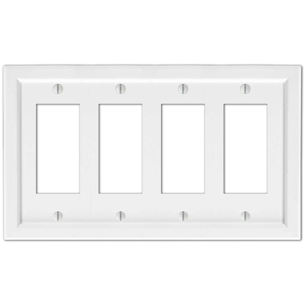 Shaker White Wood 4 Rocker (GFI) Wallplate